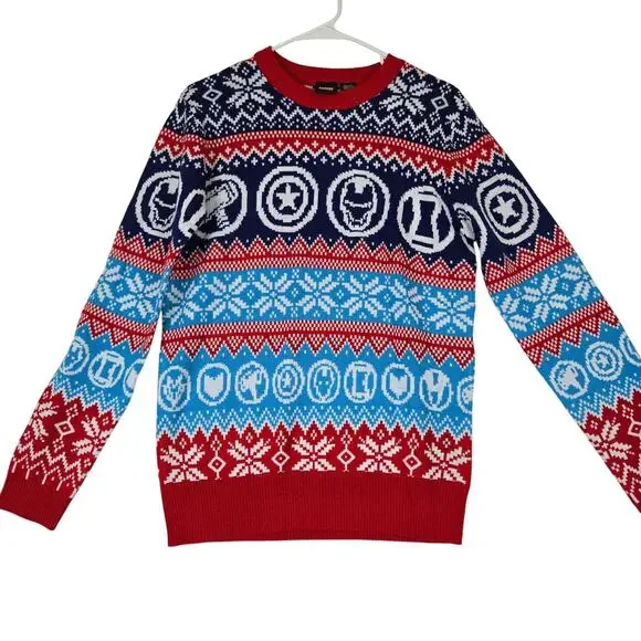 Disney Avengers Superhero Ugly Christmas Sweater Holiday Jumper Mens small 0750 - Picture 1 of 7